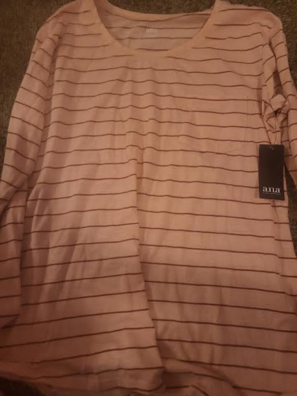 Womens A.N.A. A New Approach Titanic Rose Stripe Long Sleeve Shirt Size L